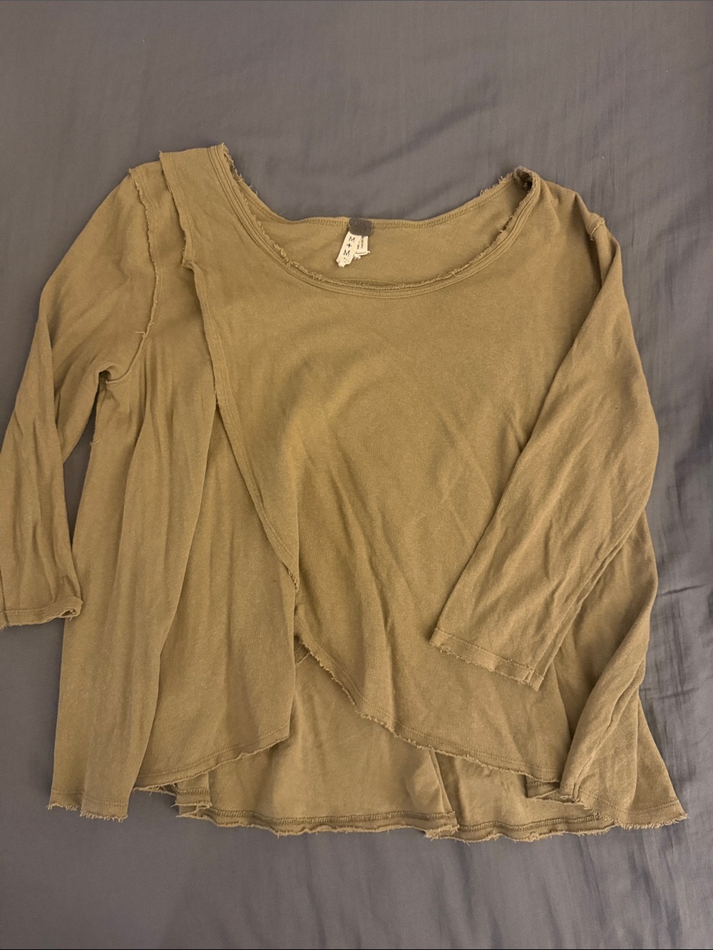 We The Free brown Layered Raw-Edge Tunic Top